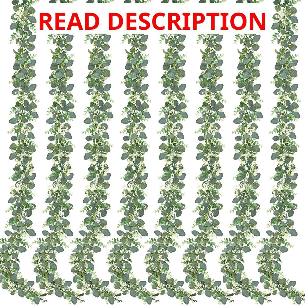 Sggvecsy 8 Pack Eucalyptus Garland Faux Leaves