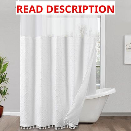 ROSERY No Hook Shower Curtain with Liner Set