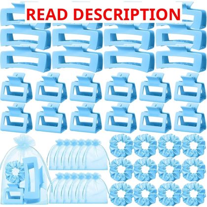 Blue Hair Claw Clips & Satin Scrunchies Set
