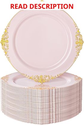 Nervure 100Pcs 7.5" Pink Plates Disposable
