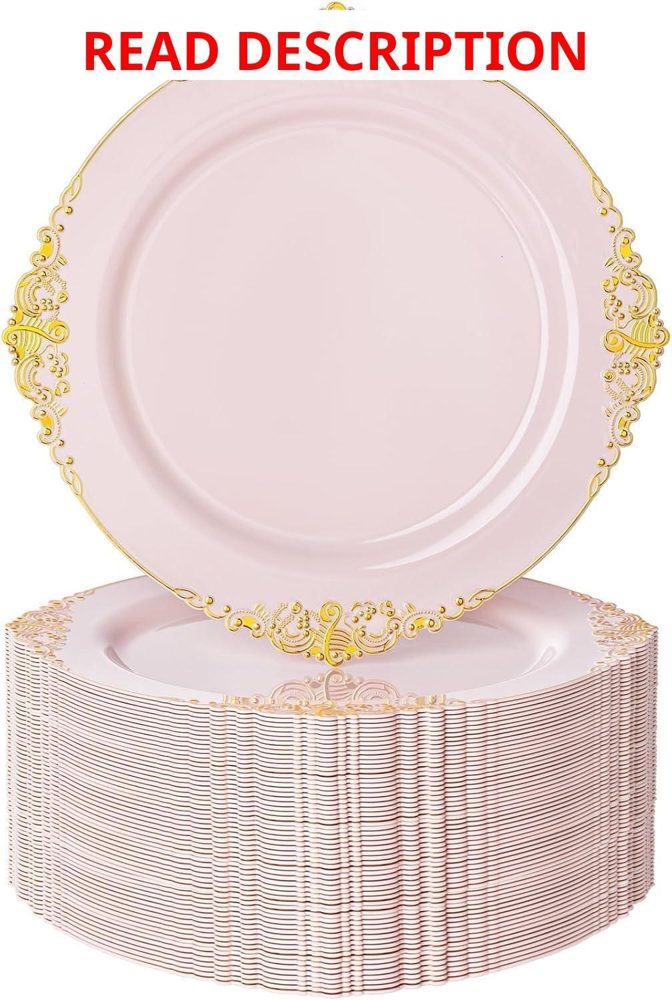 Nervure 100Pcs 7.5" Pink Plates Disposable