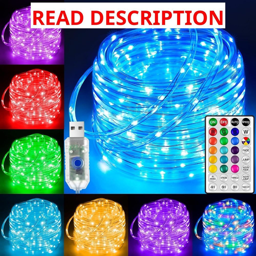 Ollny USB Rope Lights 33FT 100 LED 18 Colors