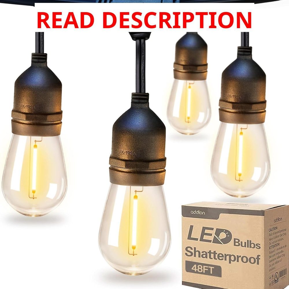 addlon LED Outdoor String Lights 48FT ETL