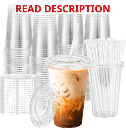 BYSNOW 20 oz Clear Cups w/Lids (100)