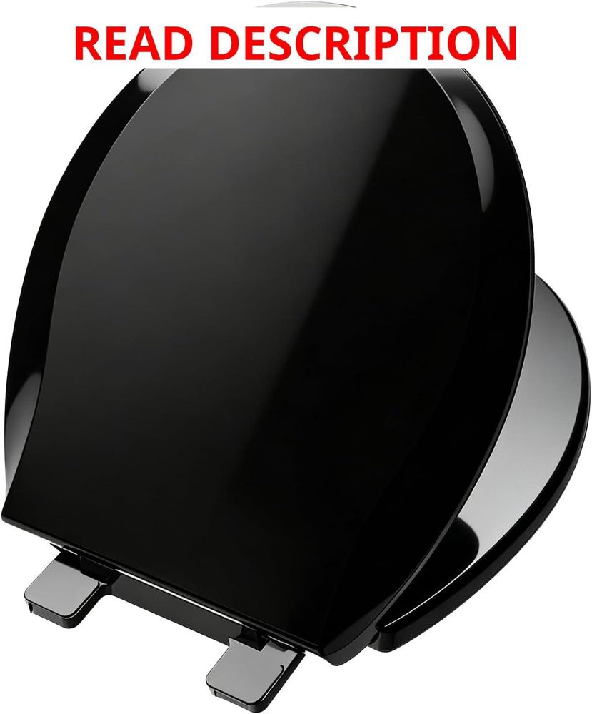 Black Toilet Seat Round Soft Close PP 16.5"