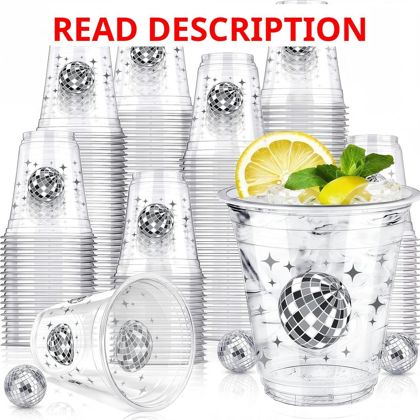 Uiifan 50 Pcs Disco Plastic Cups 12 oz