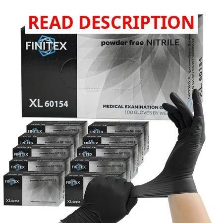 FINITEX 1000PCS Black Nitrile Gloves Small