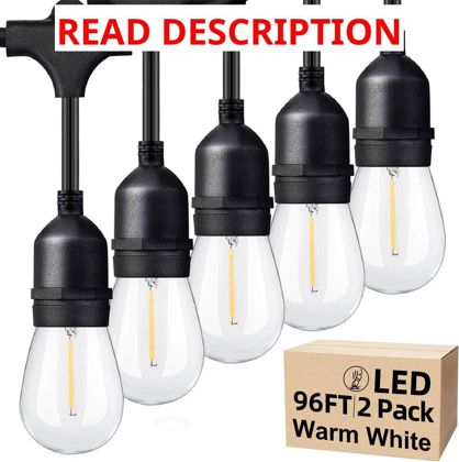 Outdoor String Lights 96FT 48x2 S14 LED Bulbs