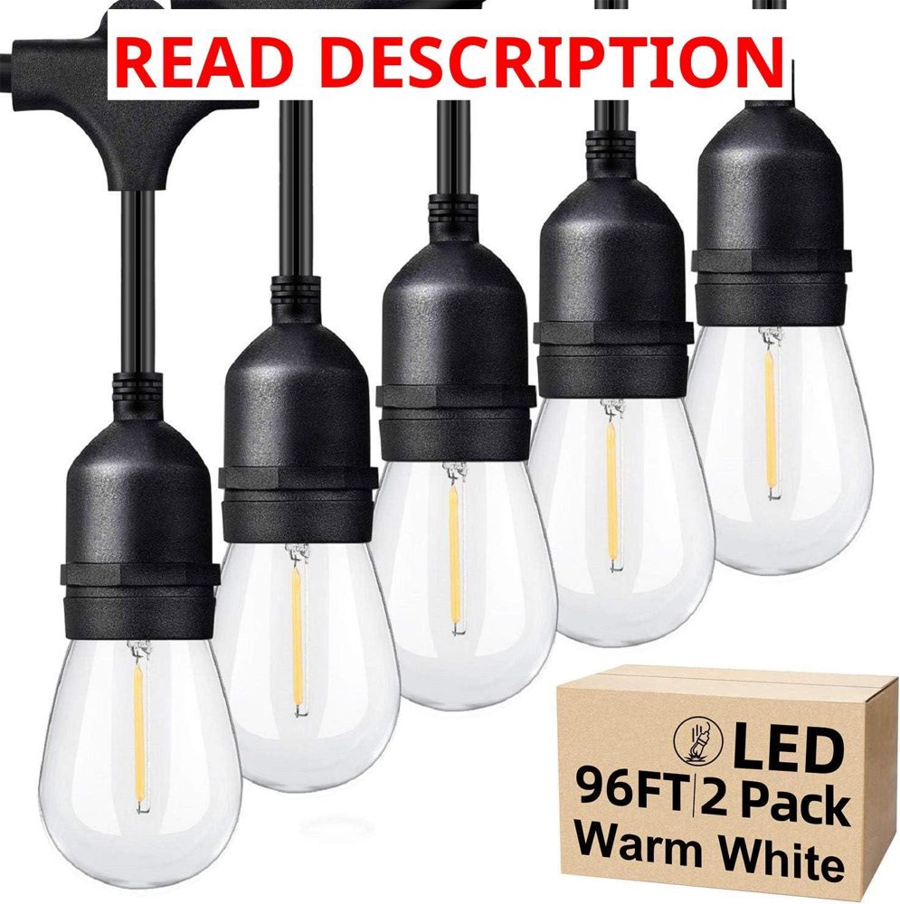 Outdoor String Lights 96FT 48x2 S14 LED Bulbs