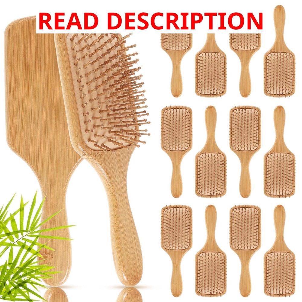 Tessco Bamboo Hair Brushes 12 Pcs Natural