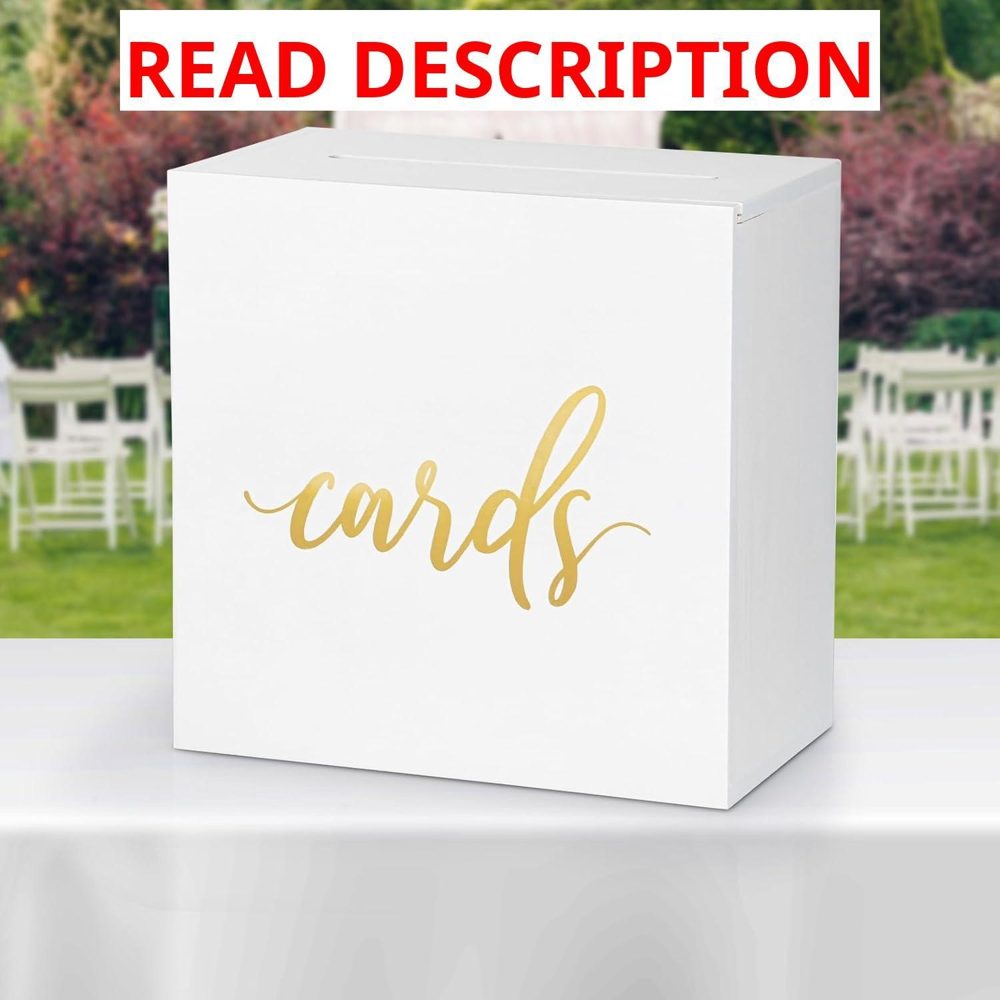 Hooqict White Wooden Wedding Card Box
