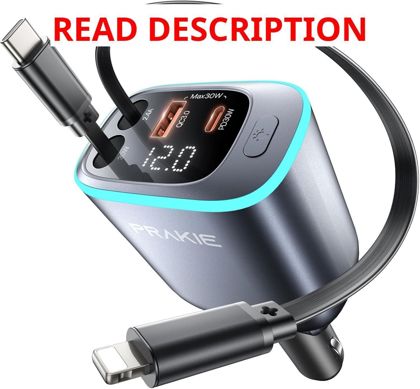 iPhone Car Charger: 4-in-1 USB C 25" 2 Ports