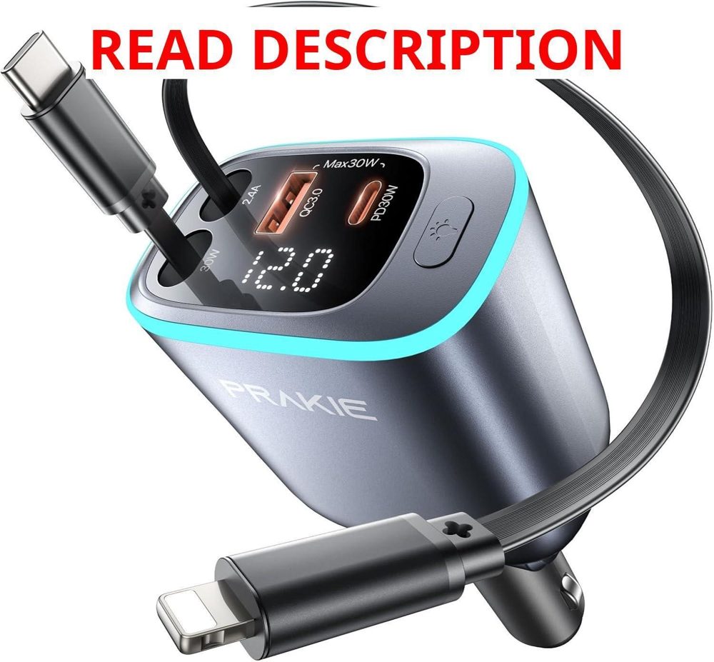 iPhone Car Charger: 4-in-1 USB C 25" 2 Ports