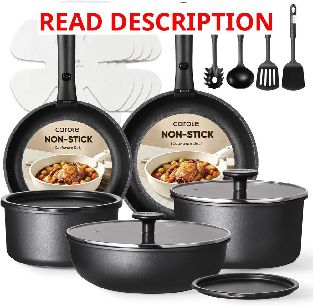 CAROTE 19pc Pots & Pans Set Non-Stick