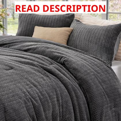 ChiXpace Fleece Queen Comforter Set Grey
