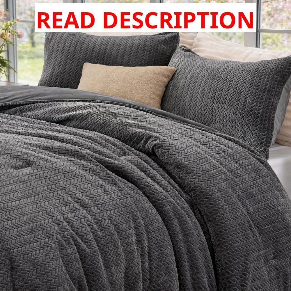 ChiXpace Fleece Queen Comforter Set Grey