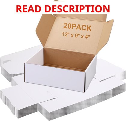 20 Pack Shipping Boxes 12x9x4 in White