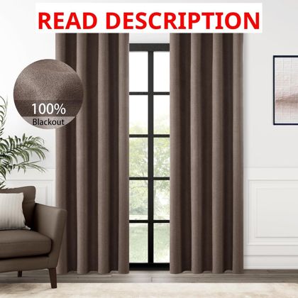 ChrisDowa Brown Blackout Curtains 84" 2 Panels