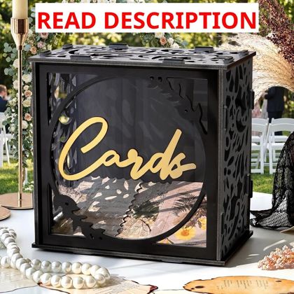 Black & Gold Wedding Card Box for Reception