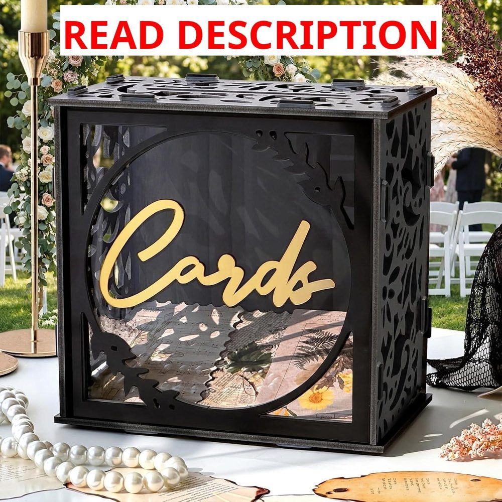 Black & Gold Wedding Card Box for Reception