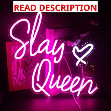Slay Queen Neon Sign - Pink LED Wall Decor