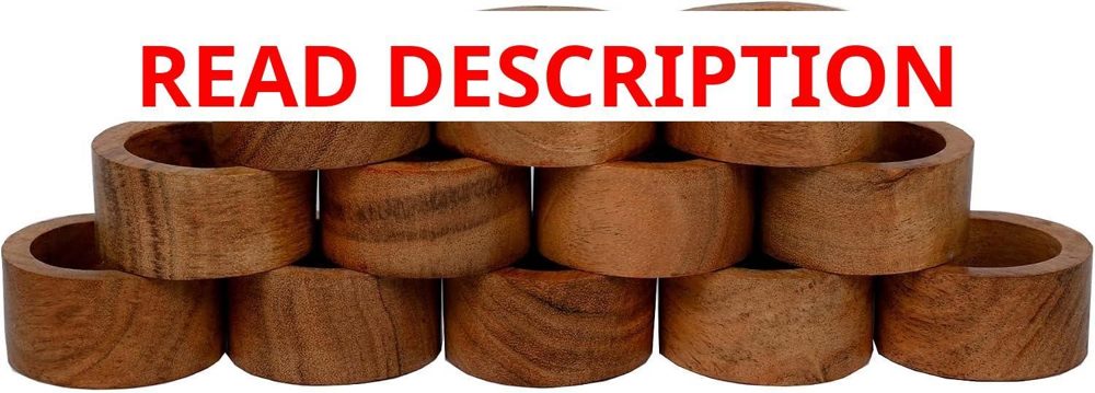 SAMHITA Acacia Wood Napkin Ring Set (12)
