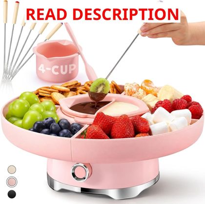 LUSHYUM Electric Chocolate Fondue Set 4-Cup