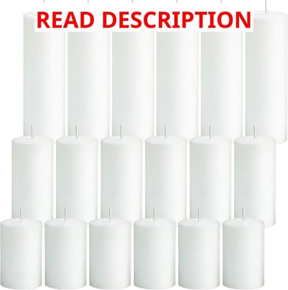18pc White Pillar Candles | Unscented 2x3/4/6"