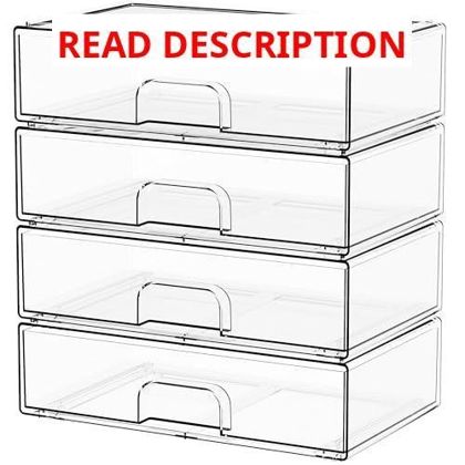 Yieach 12.1" W Clear Stackable Storage Drawers