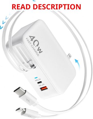 Retractable USB-C Wall Charger 40W
