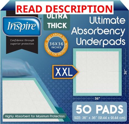Inspire Absorbent Bed Pads 36"x36" XXL