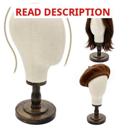 Wig Head Stand with Wood Base 22in Detachable