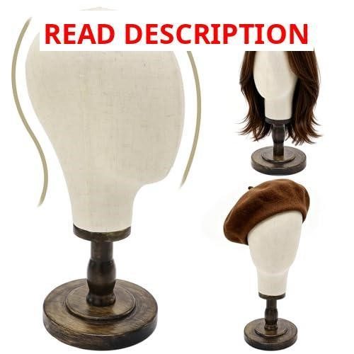 Wig Head Stand with Wood Base 22in Detachable
