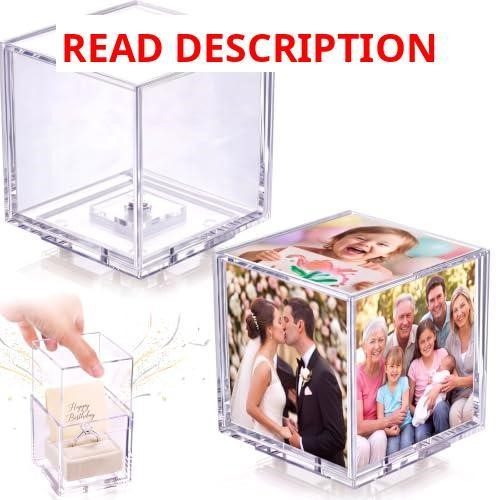 Lineshading 2Pcs Acrylic Spinning Photo Cube