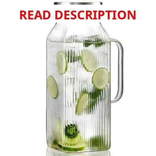 Square Glass Pitcher with Lid 2L/68oz