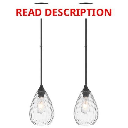Black Pendant Lights 2-Pack Glass Fixtures