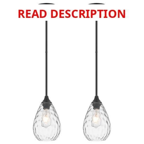 Black Pendant Lights 2-Pack Glass Fixtures