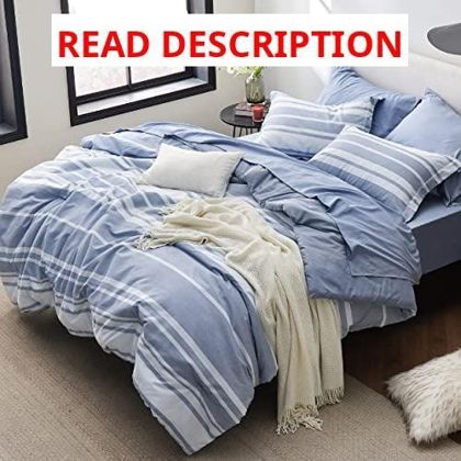 Bedsure Twin Comforter Set Blue Striped