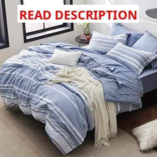 Bedsure Twin Comforter Set Blue Striped