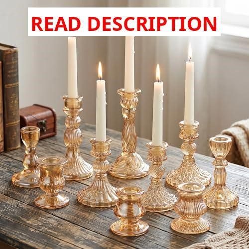 Mumufy 10 Pcs Glass Taper Candle Holders Gold