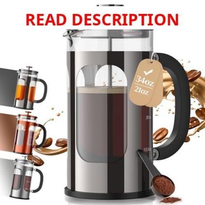 Veken French Press 34oz/1L Dark Pewter