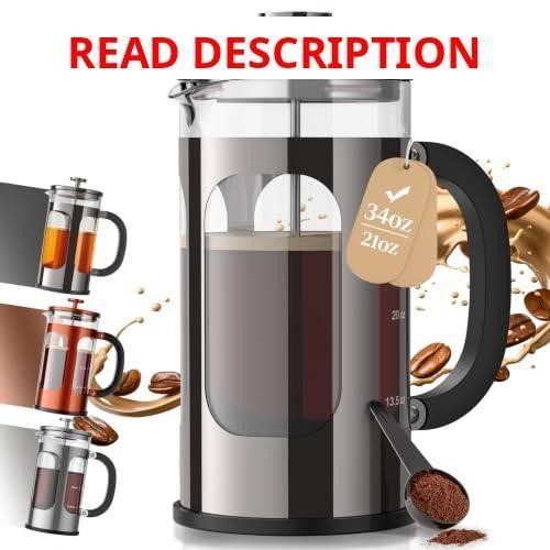 Veken French Press 34oz/1L Dark Pewter