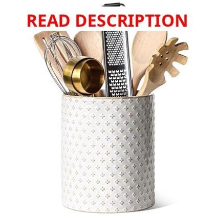 LE TAUCI Ceramic Utensil Crock 7.1" Organizer