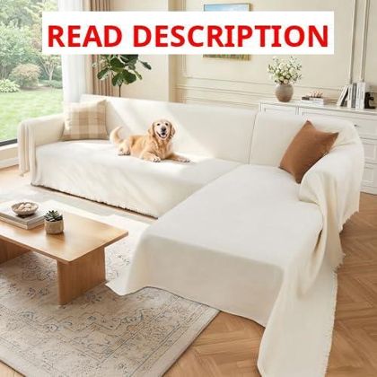 2 Pieces Sectional Couch Cover XL Cream White