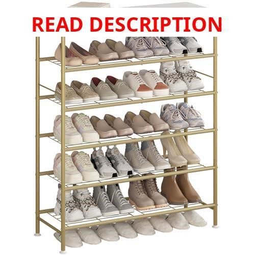 SUOERNUO 6-Tier Shoe Rack MDF Top Gold