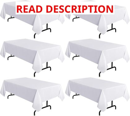 Sancua 6 Pack White Table Cloth 60x102"