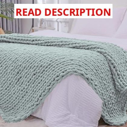 Bigacogo Chunky Knit Throw Misty Green