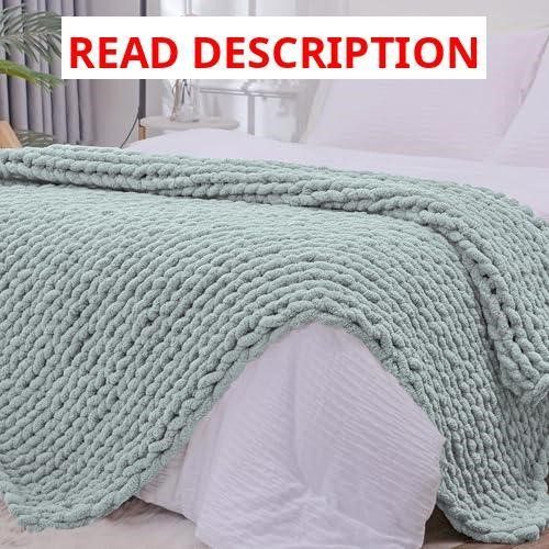 Bigacogo Chunky Knit Throw Misty Green