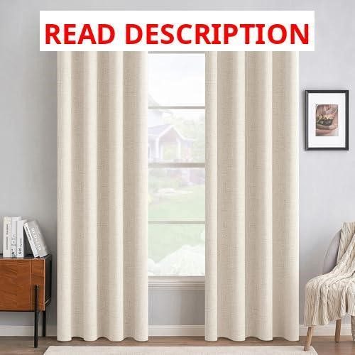 MIULEE 100% Blackout Linen Curtains 52x84