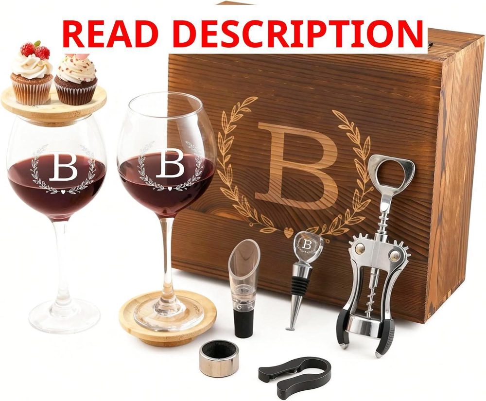 GZLDGIFTS Initial Wine Glasses Set for Women